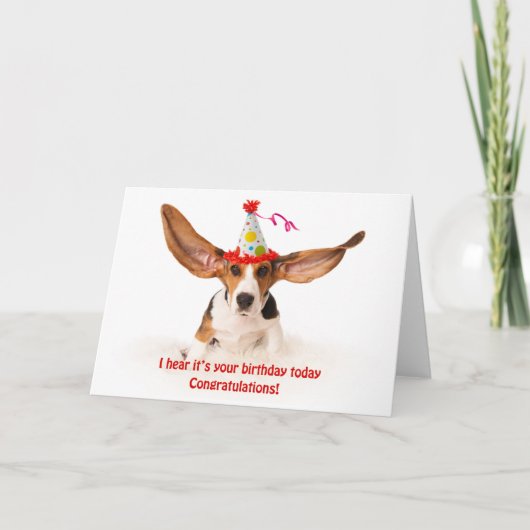 Funny birthday card Basset hound dog with big ears Karte (Vorderseite)