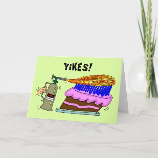 Funny Birthday Card: Blow Torch Candles Karte (Vorderseite)