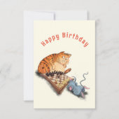 Funny Birthday Card Cat and Mouse Playing Schach Karte (Vorderseite)