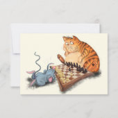 Funny Birthday Card Cat and Mouse Playing Schach Karte (Rückseite)