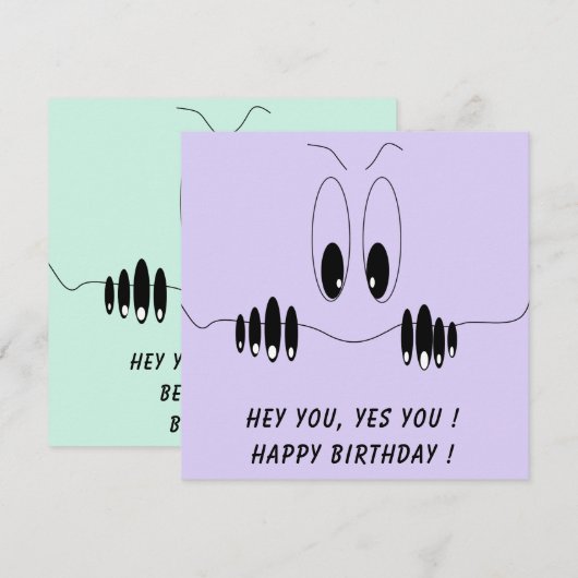Funny Birthday Card Curiosity Eyes - Custom Text (Vorne/Hinten)