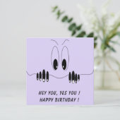 Funny Birthday Card Curiosity Eyes - Custom Text (Stehend Vorderseite)