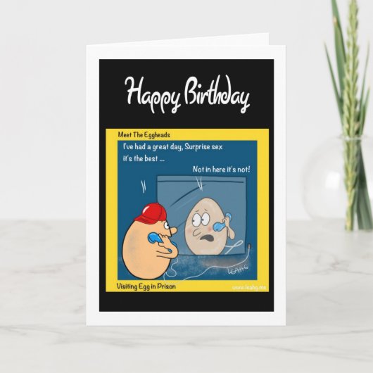 Funny Birthday Card - Ei im Gefängnis Cartoon lust Karte (Vorderseite)