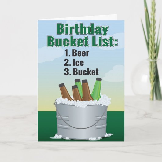 Funny Birthday Card for man - Bier Eimer List Karte (Vorderseite)