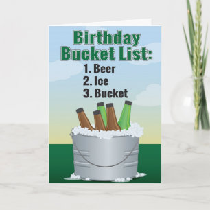 Funny Birthday Card for man - Bier Eimer List Karte