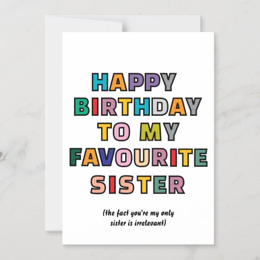 Funny Birthday Card for Sister to my favourite sst Magneteinladung (Vorderseite)