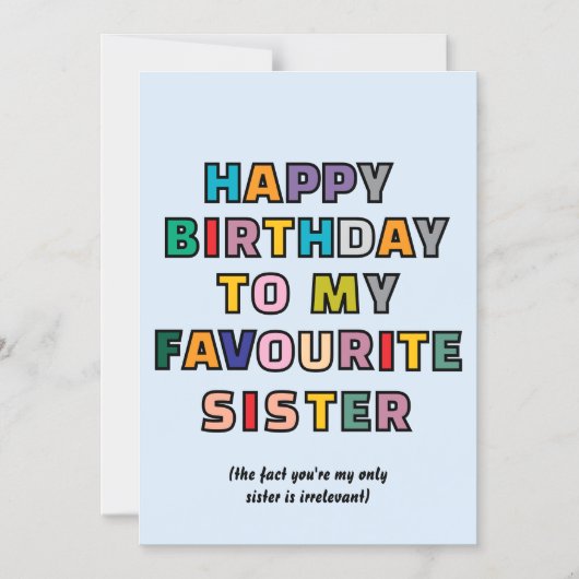 Funny Birthday Card for Sister to my favourite sst Magneteinladung (Vorderseite)