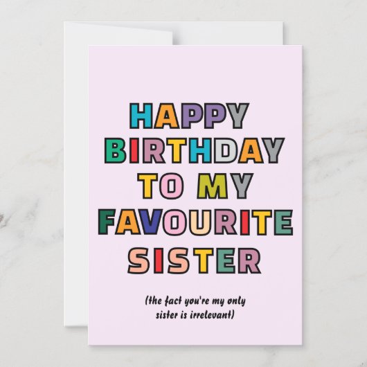 Funny Birthday Card for Sister to my favourite sst Magneteinladung (Vorderseite)