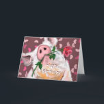 Funny Birthday Card Gentleman Pig mit Rose Karte<br><div class="desc">Romantische Gentleman Pig Funny Geburtstagskarten - MIGNED Painting Design - Anpassbar - oder Hinzufügen von Text / Name</div>