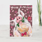 Funny Birthday Card Gentleman Pig Romantik Karte (Vorderseite)