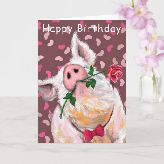 Funny Birthday Card Gentleman Pig Romantik Karte (Orchidee)