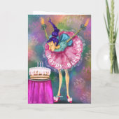 Funny Birthday Card Girl bläst Kerzen aus Karte (Rückseite)