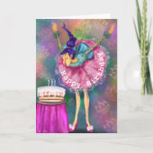 Funny Birthday Card Girl bläst Kerzen aus Karte (Vorderseite)