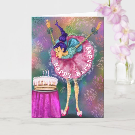 Funny Birthday Card Girl bläst Kerzen aus Karte (Orchidee)