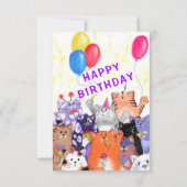 Funny Birthday Card Happy Cat Party (Rückseite)