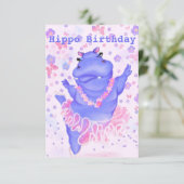 Funny Birthday Card Happy Hippo Ballet Dancer (Stehend Vorderseite)