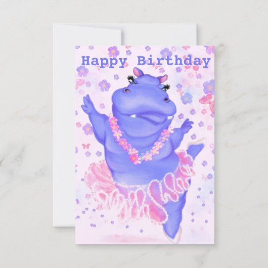 Funny Birthday Card Happy Hippo Ballet Dancer (Rückseite)