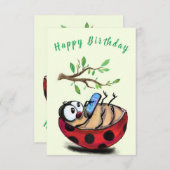 Funny Birthday Card Happy Ladybug mit Telefon (Vorne/Hinten)