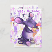 Funny Birthday Card Happy Mouse Eat Ice Cream (Vorne/Hinten)