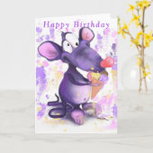 Funny Birthday Card Happy Mouse Eat Ice Cream Karte (Gelbe Blume)
