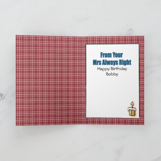 Funny Birthday Card Jegliches Alter - Ehemann oder Karte (Innenseite)