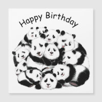 Funny Birthday Card Magnet mit Panda Familie