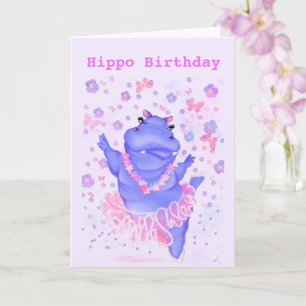 Funny Birthday Card mit Ballerina Hippo Karte