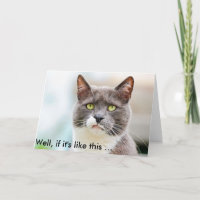Funny Birthday Card mit grauenhaft aussehender Kat