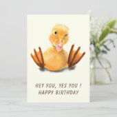 Funny Birthday Card mit Happy Duck - Benutzerdefin Karte (Stehend Vorderseite)
