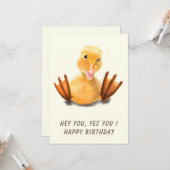 Funny Birthday Card mit Happy Duck - Benutzerdefin Karte (Vorderseite/Rückseite Beispiel)