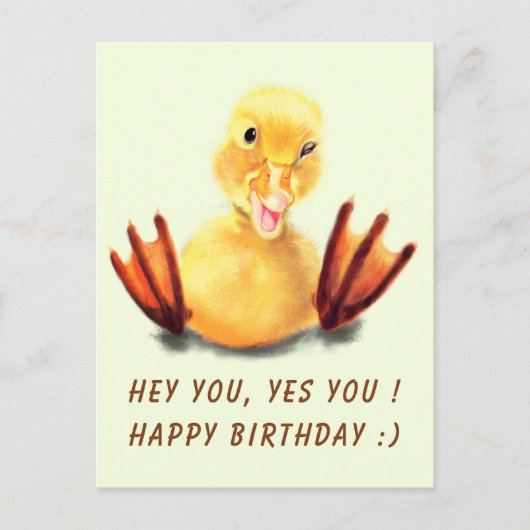 Funny Birthday Card mit Happy Duck - Benutzerdefin Postkarte (Vorderseite)