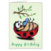 Funny Birthday Card mit Happy Ladybug (Vorne)