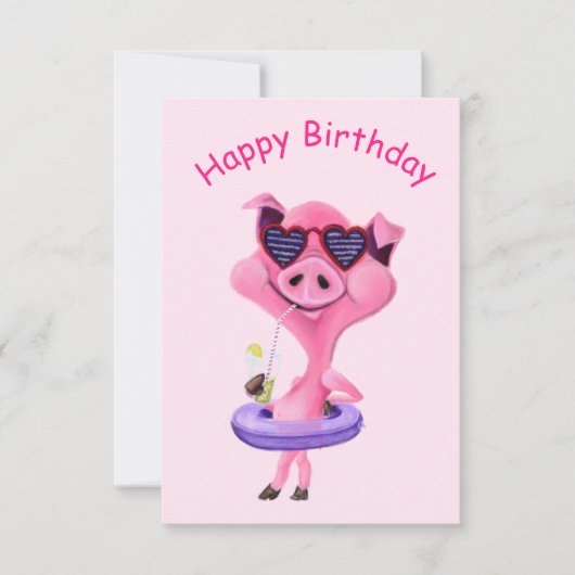 Funny Birthday Card mit Happy Party Pig Karte (Vorderseite)