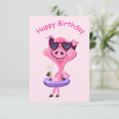 Funny Birthday Card mit Happy Party Pig Karte (Stehend Vorderseite)