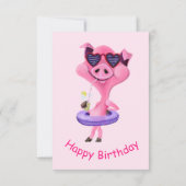 Funny Birthday Card mit Happy Party Pig Karte (Rückseite)
