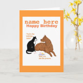 Funny Birthday Card mit Hund, Katze Vorname hinzuf Karte (Gelbe Blume)