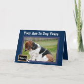 Funny Birthday Card mit Niedlichem Basset Hound Karte (Vorderseite)
