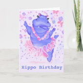 Funny Birthday Card mit Prima Ballerina Hippo Karte (Vorderseite)