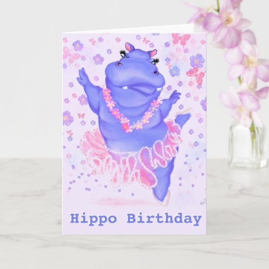 Funny Birthday Card mit Prima Ballerina Hippo Karte (Orchidee)