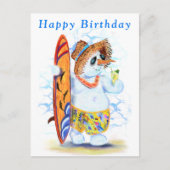 Funny Birthday Card mit Snowman Surfer Postkarte (Vorderseite)