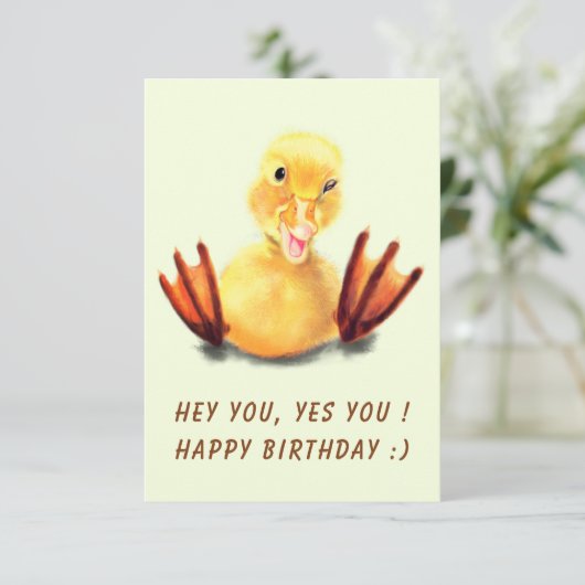 Funny Birthday Card mit spielerischem Duck, benutz (Stehend Vorderseite)