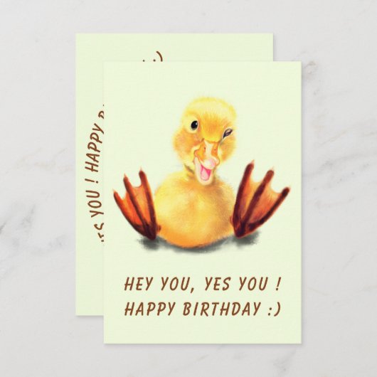 Funny Birthday Card mit spielerischem Duck, benutz (Vorne/Hinten)