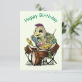 Funny Birthday Card mit Turtle Drummer Karte (Stehend Vorderseite)