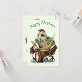 Funny Birthday Card mit Turtle Drummer Karte (Vorderseite/Rückseite Beispiel)