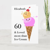 Funny Birthday Card Niedlich Ice Creme Add Year & Karte (Vorderseite)