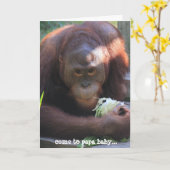 Funny Birthday Card, Orangutan Geburtstag Kuss! Karte (Gelbe Blume)