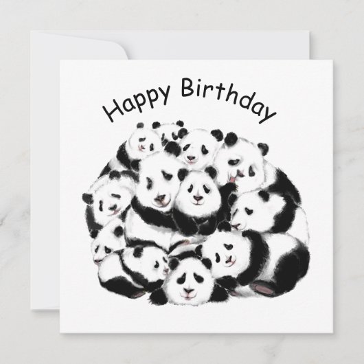 Funny Birthday Card Panda Familie - Malerei Karte (Vorderseite)