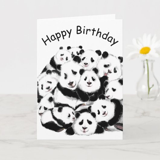 Funny Birthday Card Panda Family Karte (Kleine Pflanze)