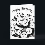 Funny Birthday Card Panda Family Karte<br><div class="desc">Pandas Family Funny Geburtstagskarten - MIGNED Painting - Anpassbar</div>