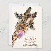 Funny Birthday Card Playful Giraffe Tongue Out (Rückseite)